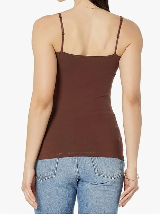 Amazon Essentials 4 Pack V-cut Tank Tops Spaghetti Strap Brown Black White Camis - Picture 15 of 15